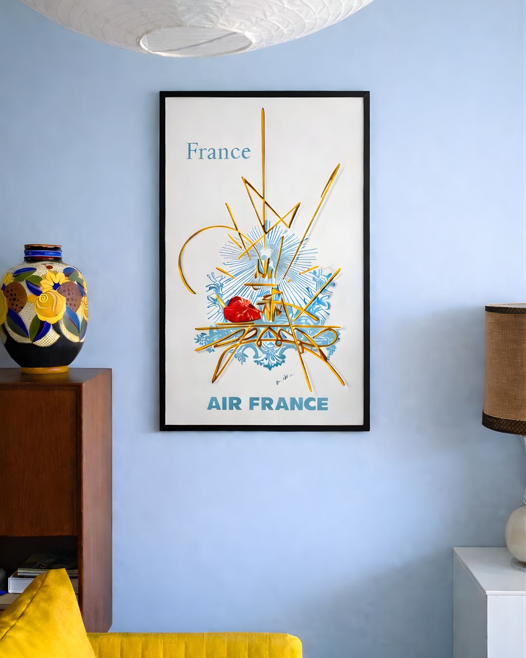 Affiche originale Air France Paris, GEORGES MATHIEU - 1967
