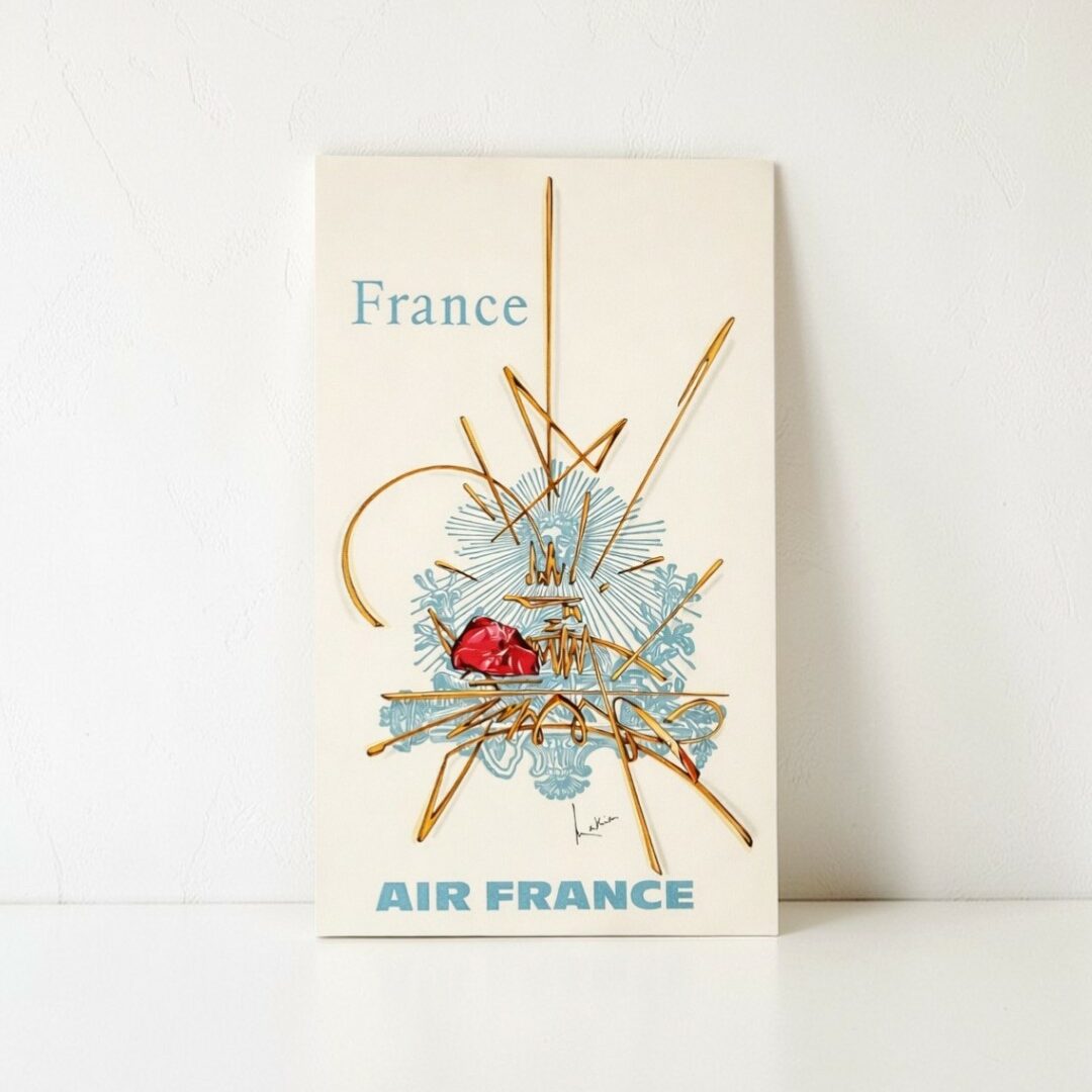 Affiche originale Air France Paris, GEORGES MATHIEU - 1967