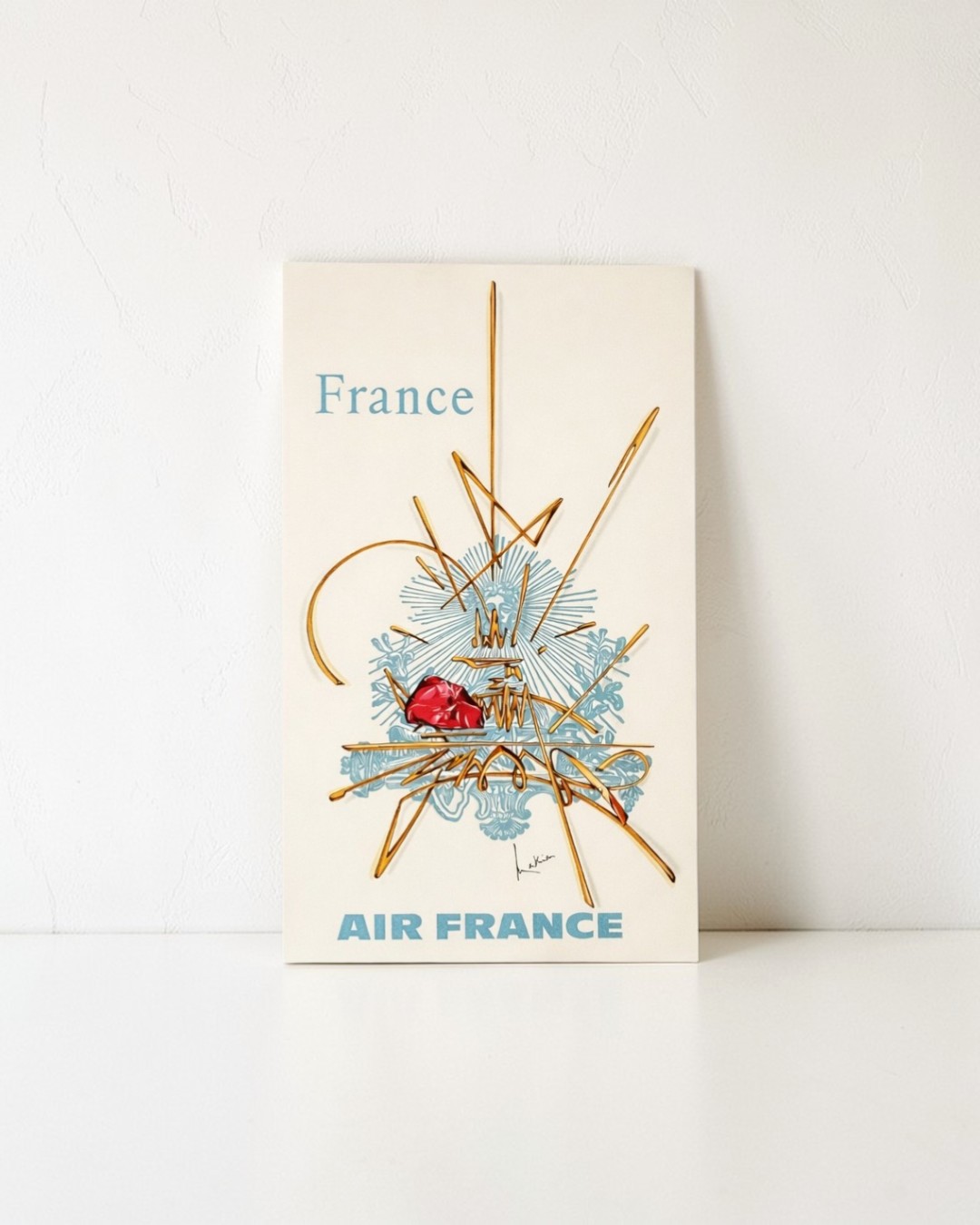 Affiche originale Air France Paris, GEORGES MATHIEU - 1967