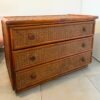 Commode vintage en teck, bambou et cannage - Années 70