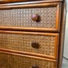 Commode vintage en teck, bambou et cannage - Années 70