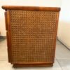 Commode vintage en teck, bambou et cannage - Années 70