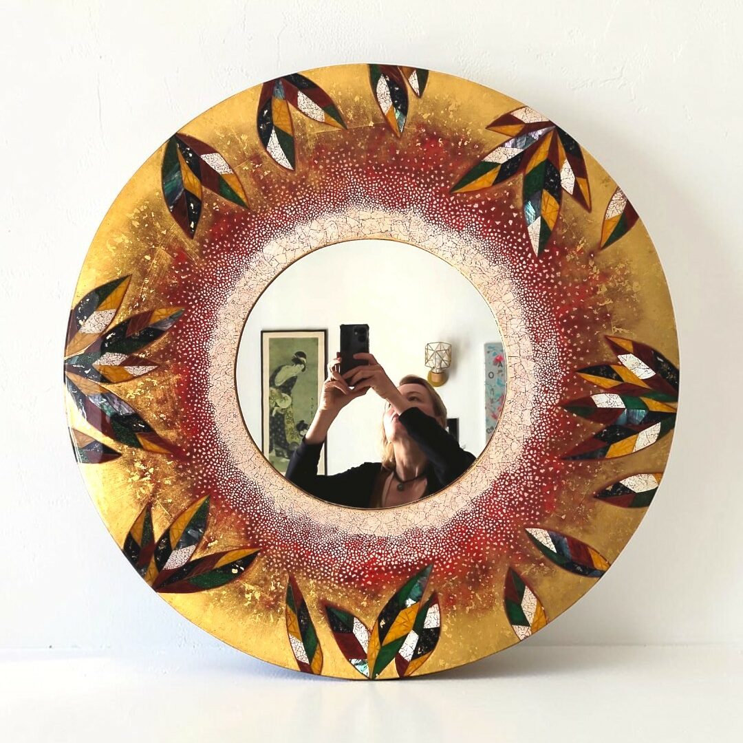 Miroir en laque et or - Atelier Morganti
